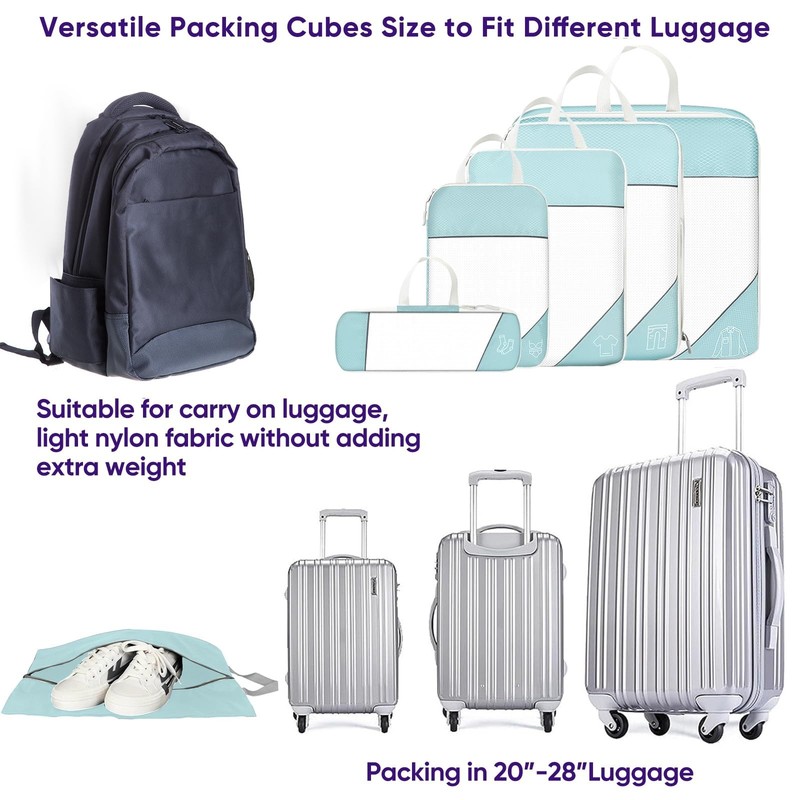 Compression Packing Cubes for Suitcases 6 Set Travel Luggage Organizer Packin... gallery