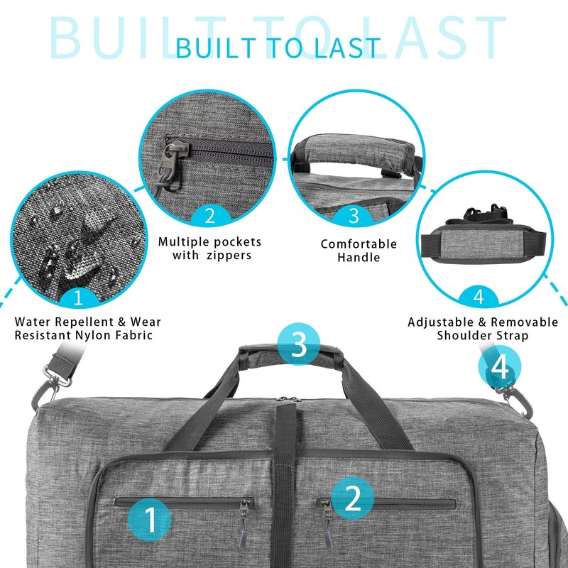 Foldable Travel Duffle Bag with Shoe Compartment Water Resistant Luggage Bag gallery