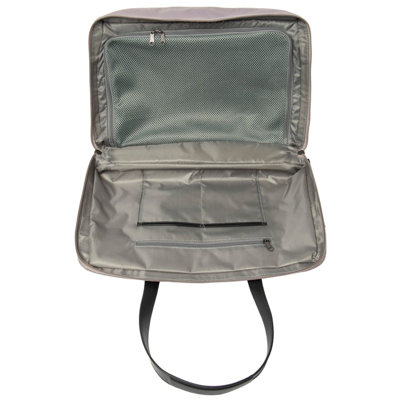18" Carry on Adjustable Strap Weekender Duffel with Luggage Pass Through, Taupe gallery