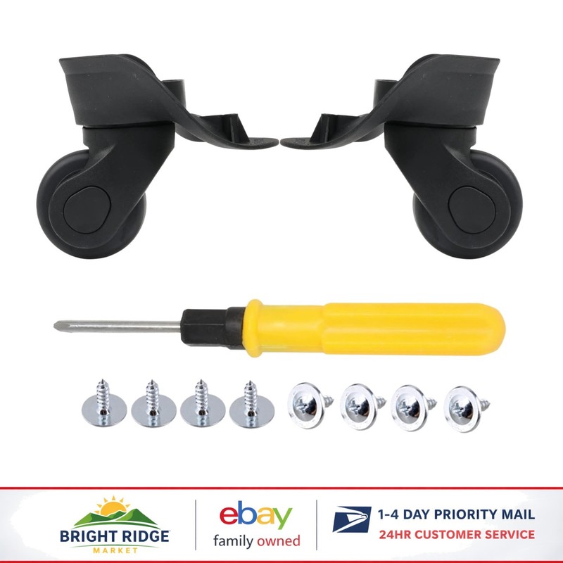 Set of 2 Swivel Replacement Wheels for Hard Shell Luggage, Easy Installation