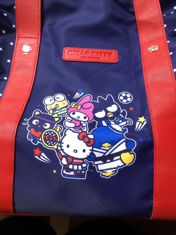 Hello Kitty And Friends Red & Blue Rolling Duffel Bag Carryon Suitcase