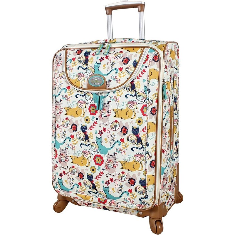 Lily Bloom Furry Friends Cat Print 24 Inch Expandable Spinner Luggage NWT