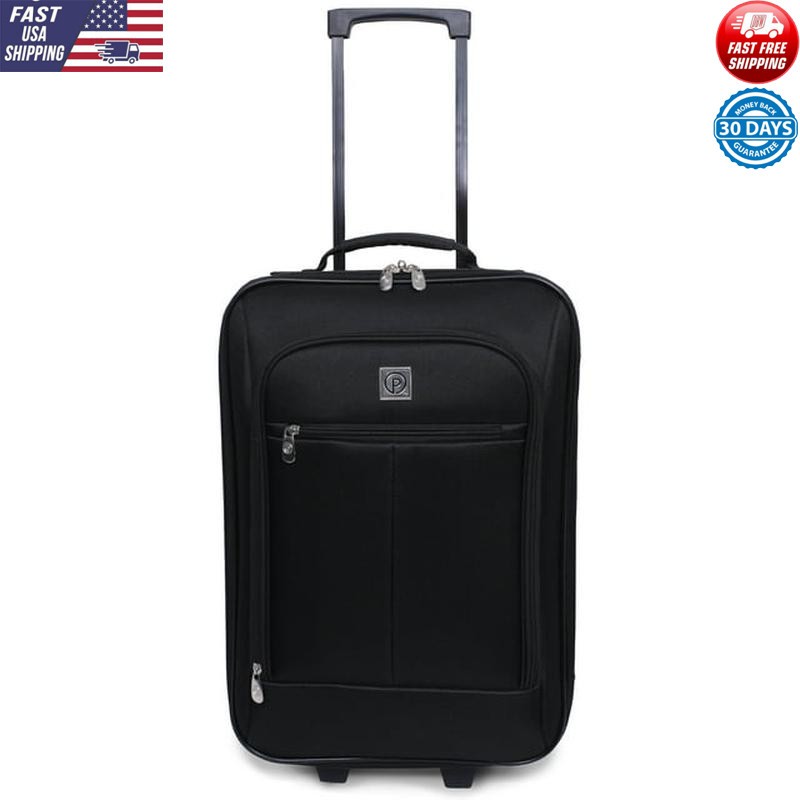Softside Carry-on Luggage 18 Inch Telescopic Handle Inline Skate Wheels Travel