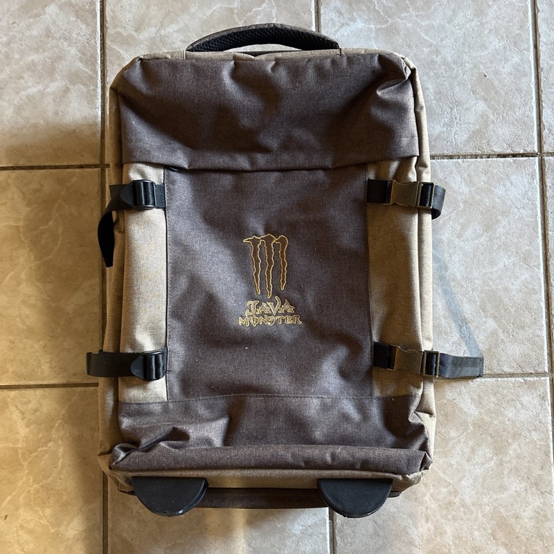 JAVA MONSTER Energy Canvas Carry On Bag w/Wheels Promotion Luggage Logo 22"