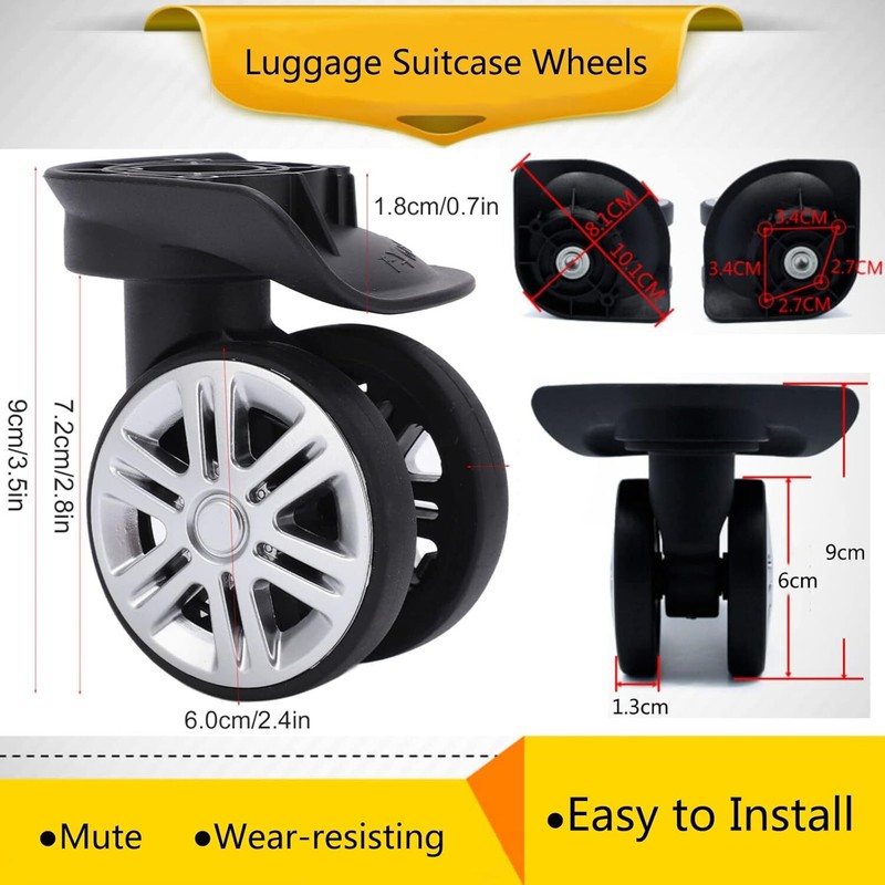 2-Pack Replacement Luggage Wheels for Trolley Case - Durable, Mute, Easy to Inst gallery