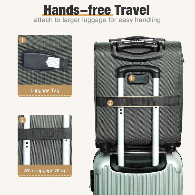 17" Green Softside Underseat Luggage with Removable Spinner Wheels gallery