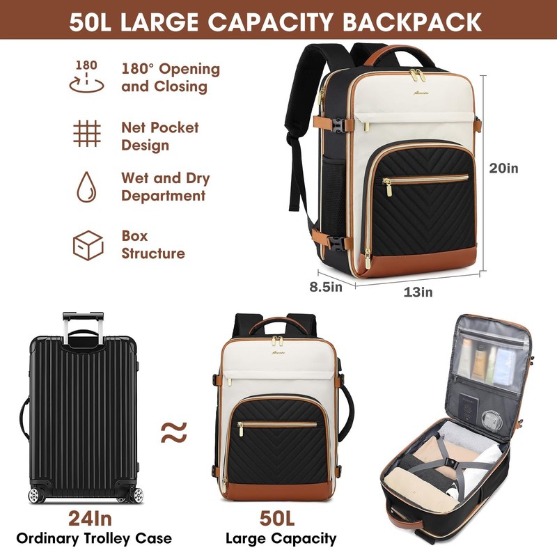 Large Carry On Travel Backpack - Flight Approved Waterproof Luggage Suitcase ... gallery