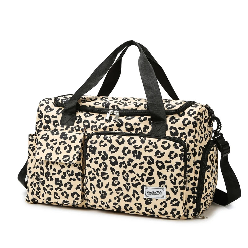 Classic Leopard Print Large Capacity Leisure Luggage Bag With Multiple