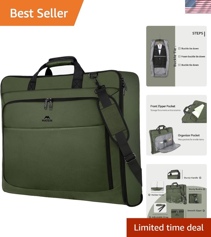 Large Waterproof Convertible Garment Bag with Adjustable Shoulder Strap