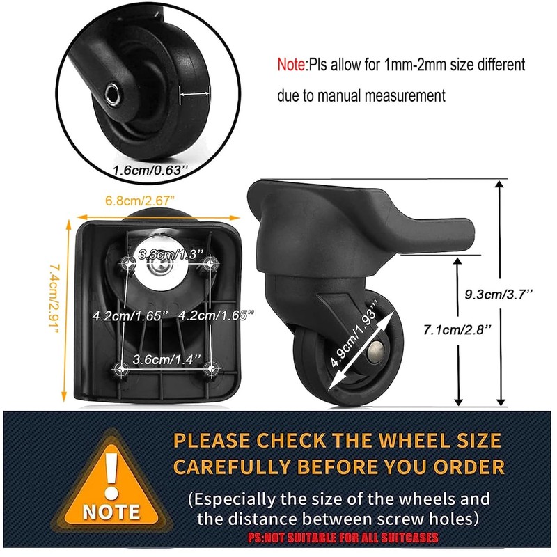 Luggage Wheel Repair Kit - Replacement Spinner Wheels#