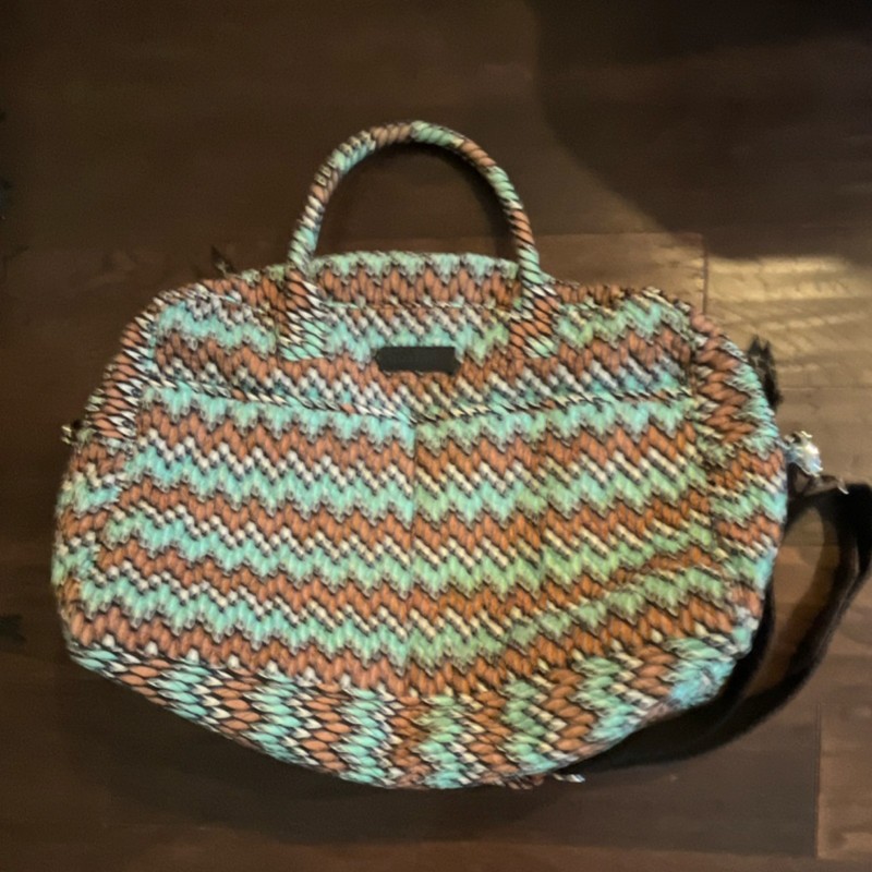 Abstract Pattern Duffle Bag Adjustable Straps Brown Blue Black gallery