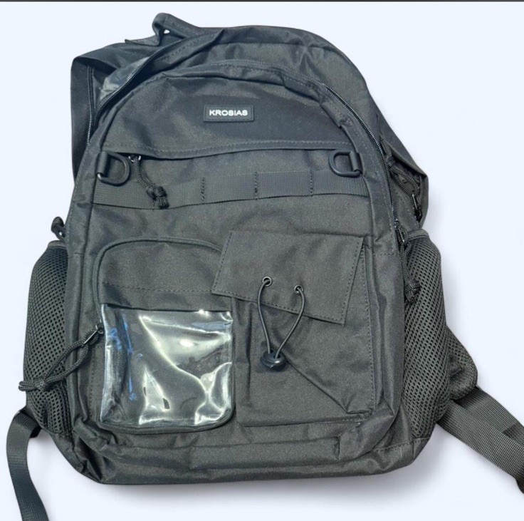 Krosias Black Synthetic Backpack 16″ USB Port Multiple Compartments