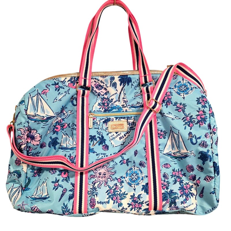 Lilly Pulitzer Overnight Bag Amalfi Blue Lilly’s Roadtrip Weekender Bag – NWOT