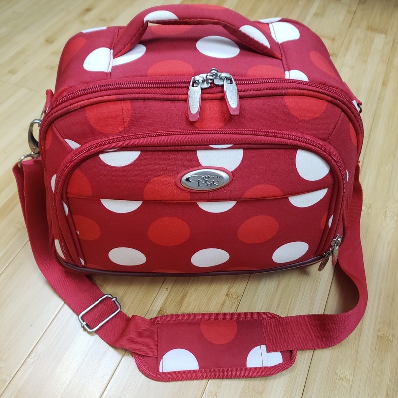 Vintage Y2K California Pak Red White Polka Dot Travel Bag Carry On Retro Travel