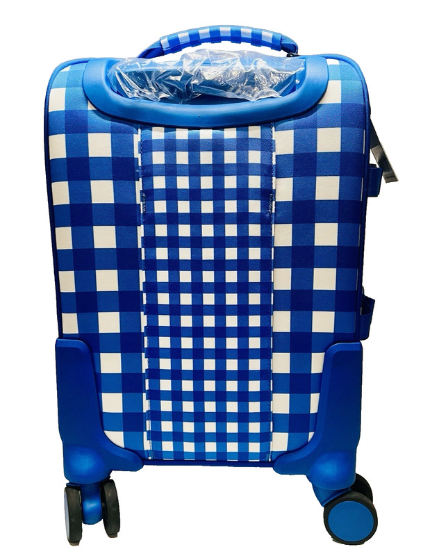 NWT STATE Mini Logan Carry-On Suitcase Blue White Plaid Checkered Cherries-RARE gallery