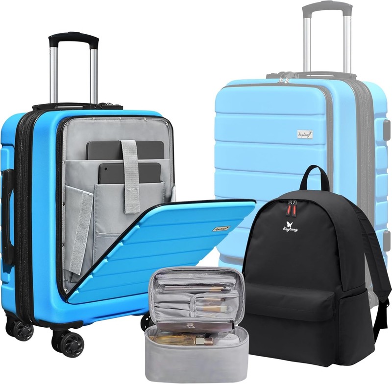20-Inch Luggage Set: Backpack and Makeup Bag, Expandable, Spinner Wheels