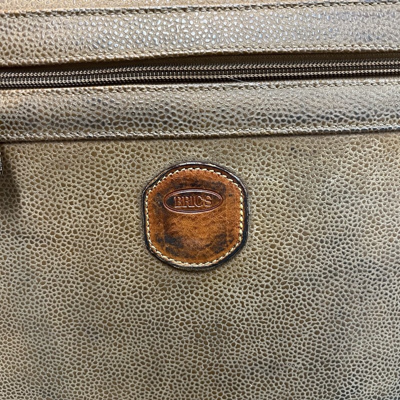 Bric's 21" Luggage Carry On Rolling Suitcase Brown Pebbled Cognac Leather Trim gallery