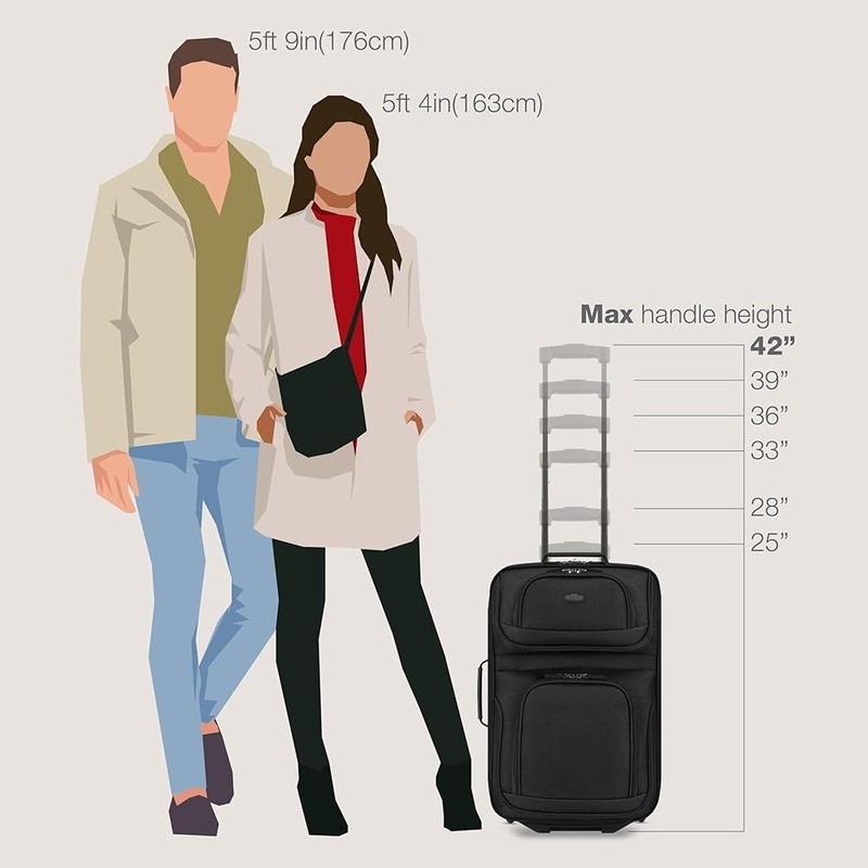 Softside Luggage Set Expandable Polyester Internal Handle Piggy Bag Strap Black gallery