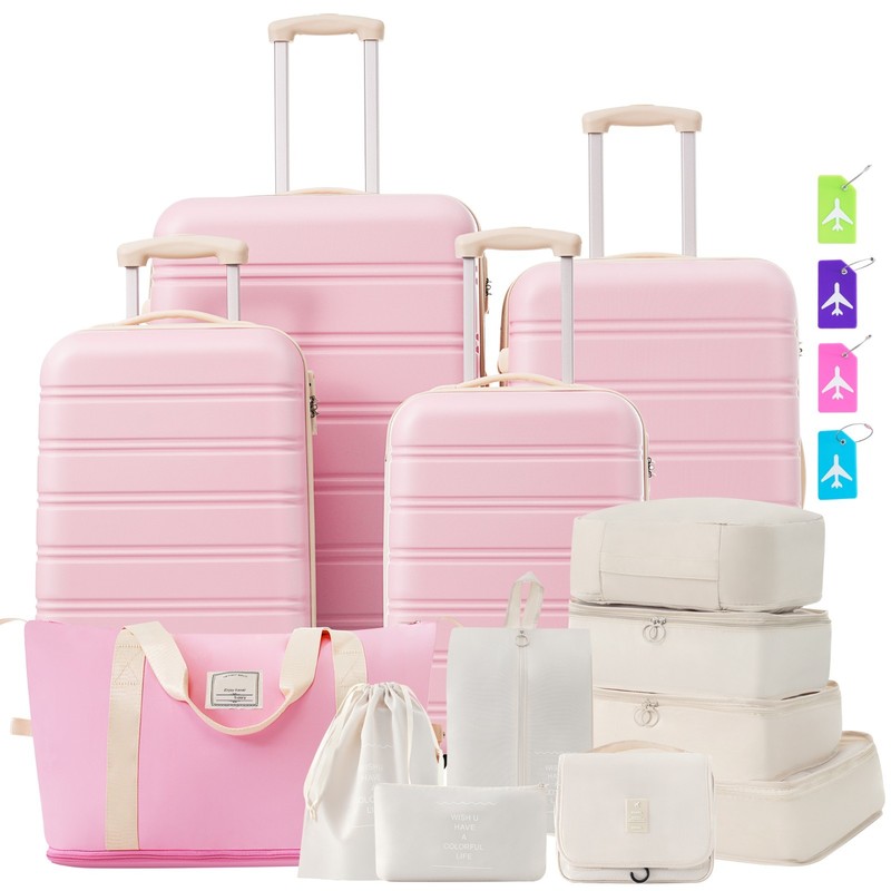 ❄️FREE SHIPPING!❄️Set of 4 Suitcases/Luggage +Purse +Inserts +360 Wheels +Lock!