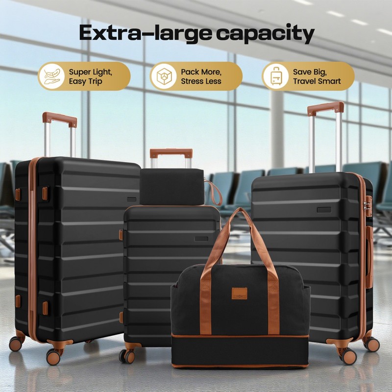 3-5 Piece Luggage Set Expandable ABS+PC Hardshell Carry on with Spinner & TSA gallery