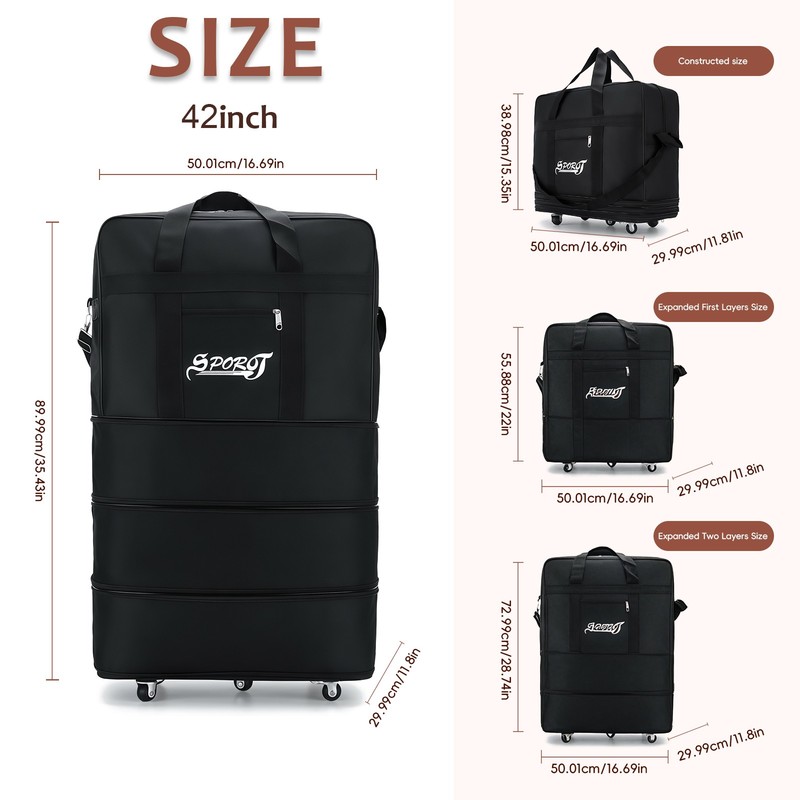 32" 42" Expandable Rolling Duffle Bag w/ Wheels Carry On Collapsible Luggage Bag gallery