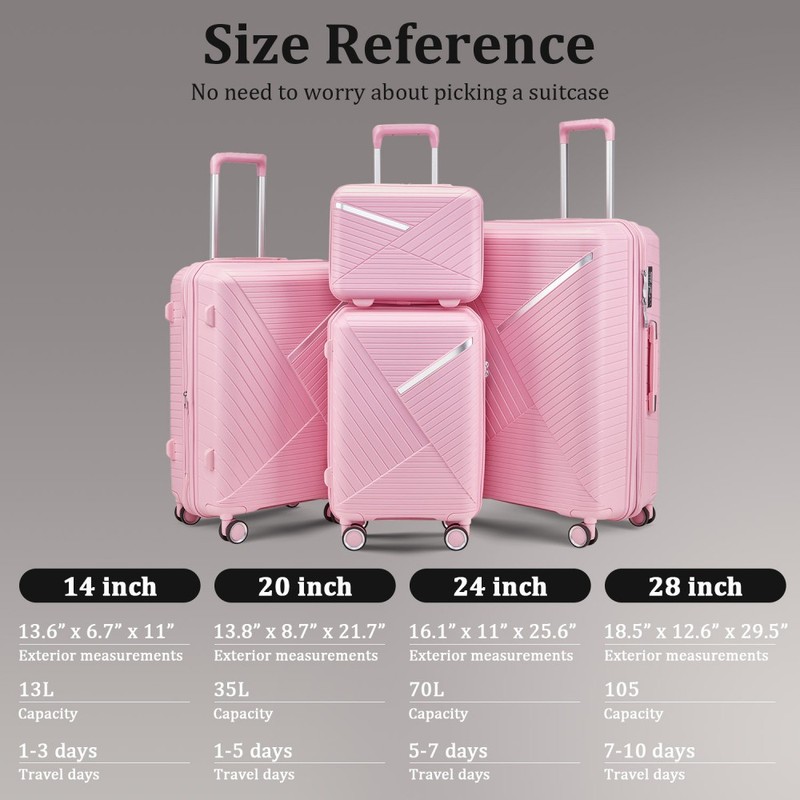 Expandable Lightweight Suitcase with 4 Mute Spinner Wheels PP Materials gallery