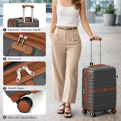 Luggage Sets 2 Pieces - Expandable 24 Inch - Grey/Brown - 24/Db gallery