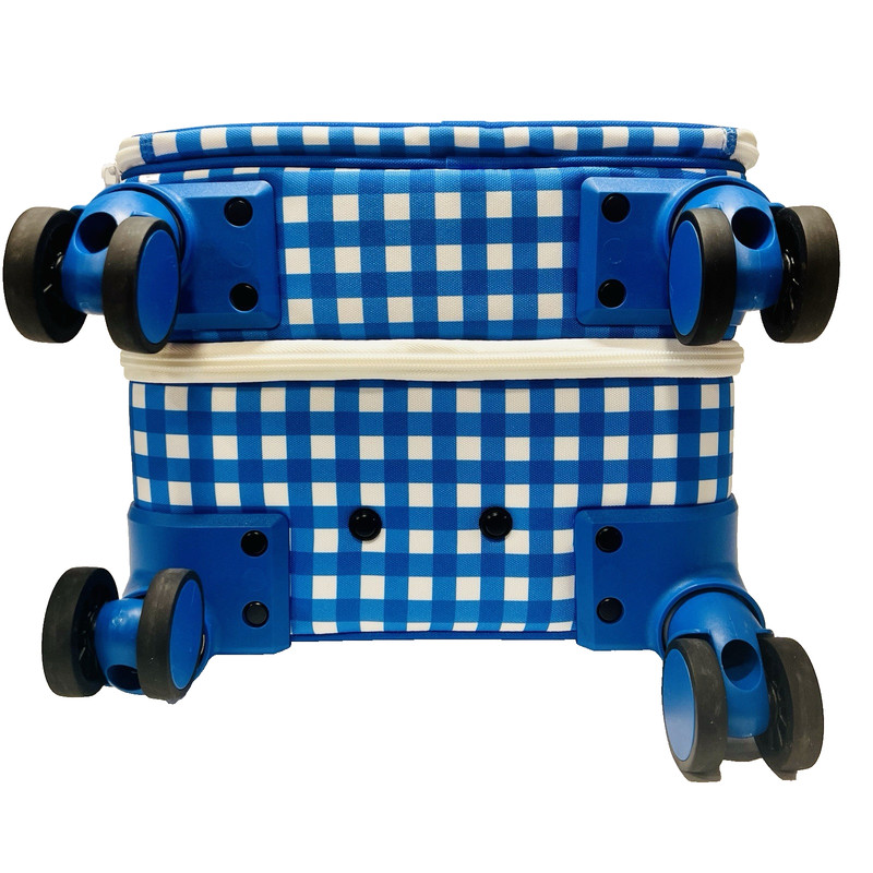 NWT STATE Mini Logan Carry-On Suitcase Blue White Plaid Checkered Cherries-RARE gallery