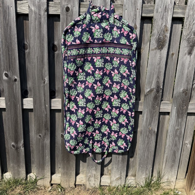 Vera Bradley Hanging Garment Bag Return to Happiness Pink Ribbons Navy Blue