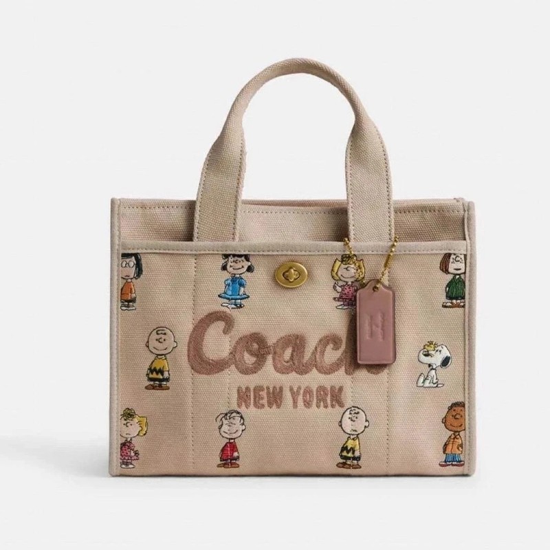 New Coach CBH43 Peanuts Tote Shoulder Bag 26 Canvas & orange strap Outlet Japan