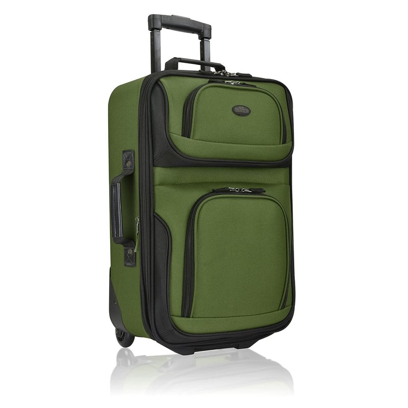 U.S. Traveler Lightweight Rolling 20" Carry On Luggage Softside Suitcase, Gre...