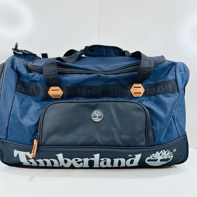 Timberland Highgate Spring Collection 22″ Duffle Travel Bag Navy Blue Orange EUC