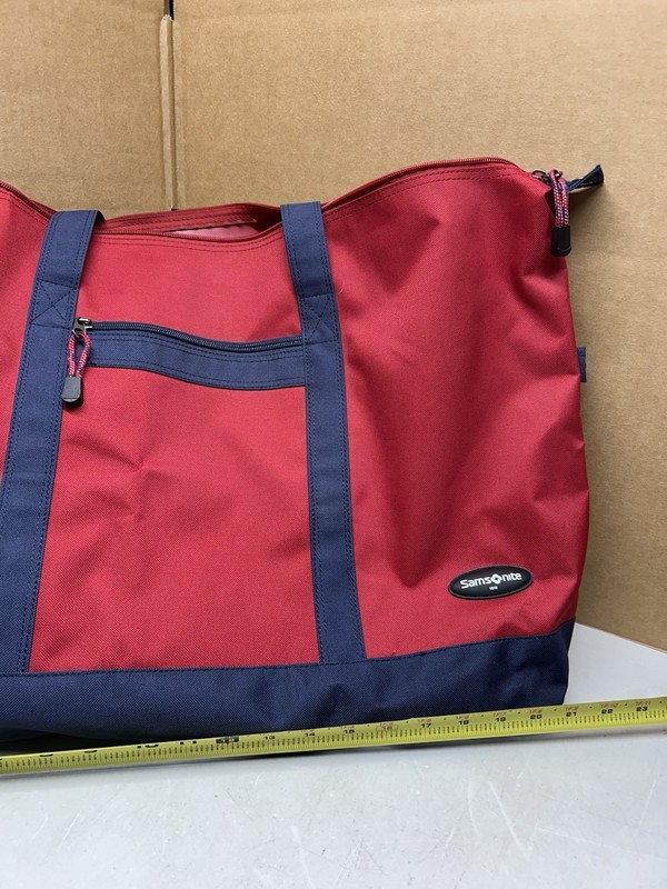 Vtg NEW Samsonite Yacht Bag 24" Red Blue Canvas Travel Tote Zipper Top Carry On gallery