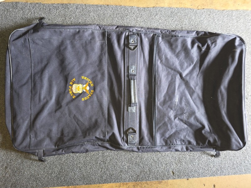 Vintage United States Air Force Garment Black Travel Suit Bag Embroidered USAF