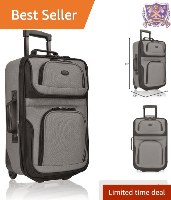 Lightweight Polyester Carry-on Suitcase 2-Wheel Water Resistant Grey