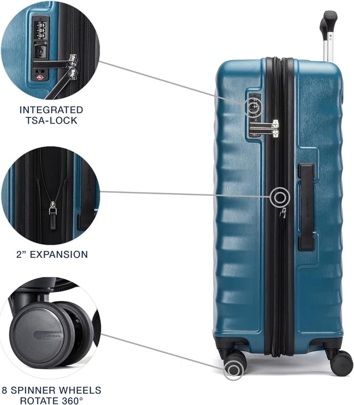 Durable 25-Inch Teal Hard Shell Checked Luggage with Scratch Resistant Finish gallery