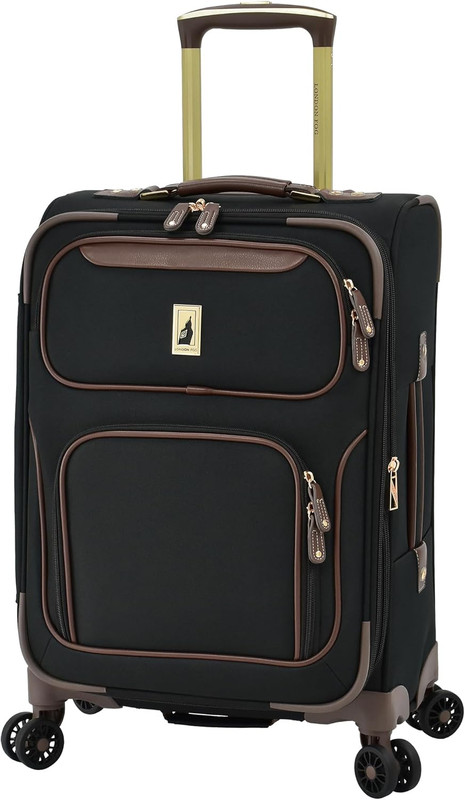 Nottingham 20 Inch Expandable Spinner Carry on Softside Suitcase, Black Chestnut