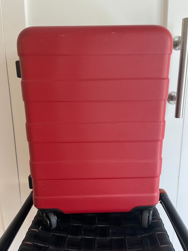 MUJI Red Adjustable Handle Hard Shell Carry-On Urethane Resin Suitcase Luggage