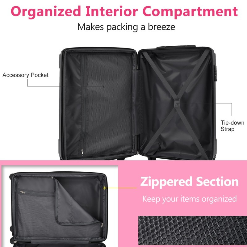 Hardshell Lightweight Durable ABS Suitcases with Double Wheels, Expandable28inch gallery