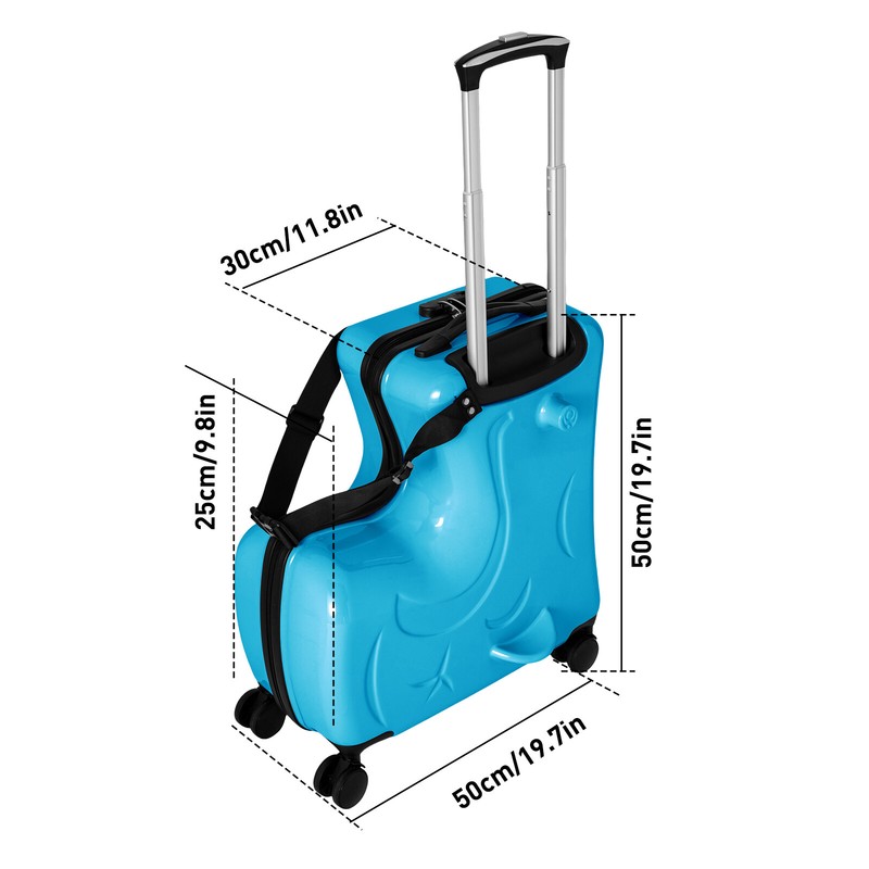 20 '' Ride-on Suitcase Multi-functional Cute Draw-bar Box for Kids Travel Blue gallery