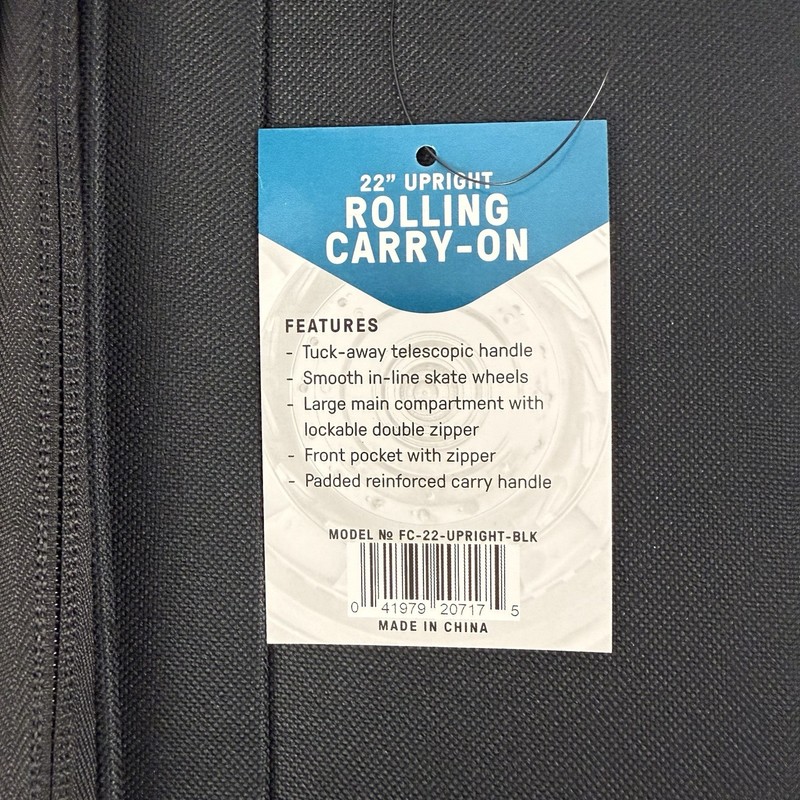 New! First Class 22” Upright Rolling Carry On Lightweight Luggage Bag Black gallery