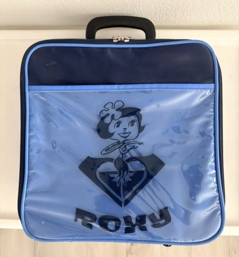 Vintage 90s ROXY Carry On Travel Bag Luggage Overnight Blue 12″ square