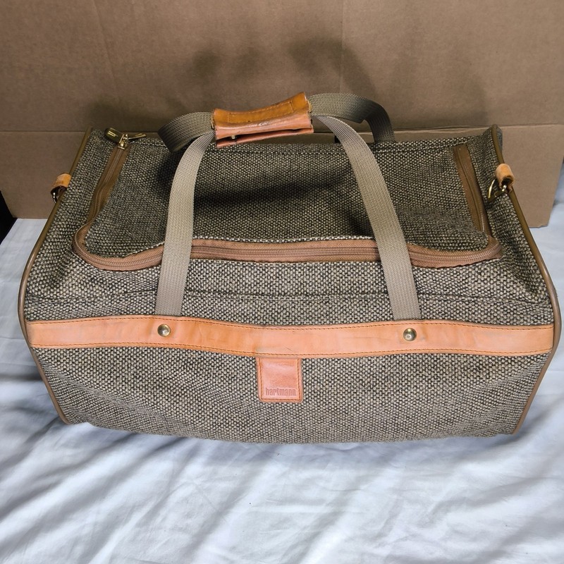 Vintage Hartmann Tweed Leather Duffle Bag Weekender Carry On Travel Overnight 20 gallery