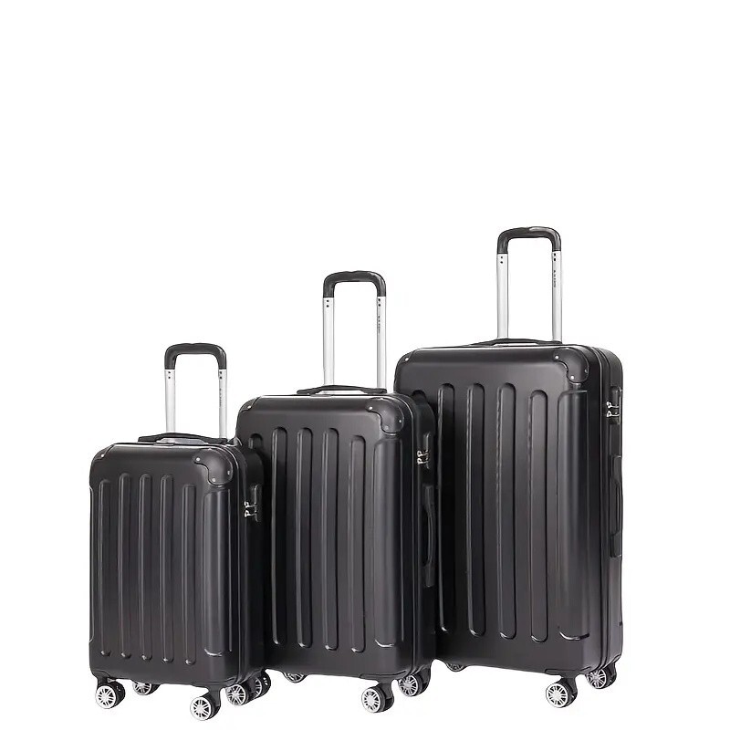 3-Piece Hardshell Luggage Sets with Spinner Wheels TSA Lock Black (20"/24"/28") gallery