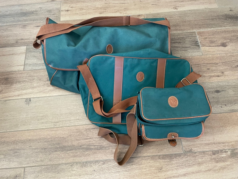 Vintage Ralph Lauren Polo 3 piece Soft Luggage Set Hunter green