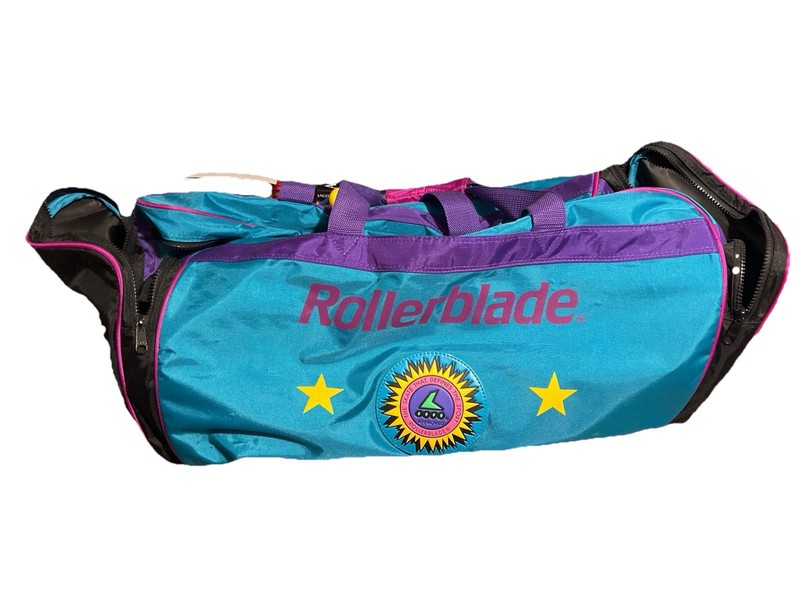 Vintage 90s Rollerblade Duffel Bag Teal Purple Neon Pink Inline Skate Luggage