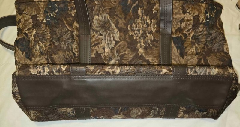 Vintage Protocol Overnight Weekender Travel Bag Floral Tapestry Brown 17"x11" gallery
