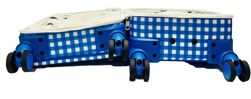 NWT STATE Mini Logan Carry-On Suitcase Blue White Plaid Checkered Cherries-RARE gallery