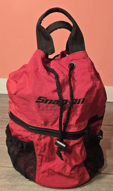 Drawstring Shoulder Carry Handles Snap On Red Tool Bag