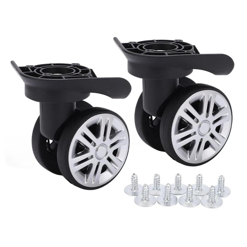 1 Pair Universal Luggage Suitcase Wheels Replacement Double Row Mute Rollers